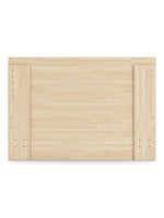 Lit double Hazel en bois naturel clair, design plateforme minimaliste, par TOCO Meubles.