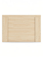 Lit double Hazel en bois naturel clair, design plateforme minimaliste, par TOCO Meubles.