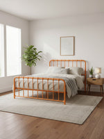 Lit double Daisy TOCO Meubles en métal orange vif au design traditionnel avec tête et pied de lit arrondis