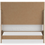 Lit double Olive TOCO Meubles en bois clair avec tête de lit cannée et sommier blanc