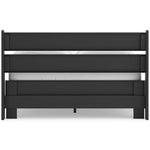 Lit double Solene noir en bois de TOCO Meubles, design contemporain épuré avec tête de lit à lattes horizontales.