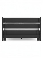 Lit double Solene noir en bois de TOCO Meubles, design contemporain épuré avec tête de lit à lattes horizontales.