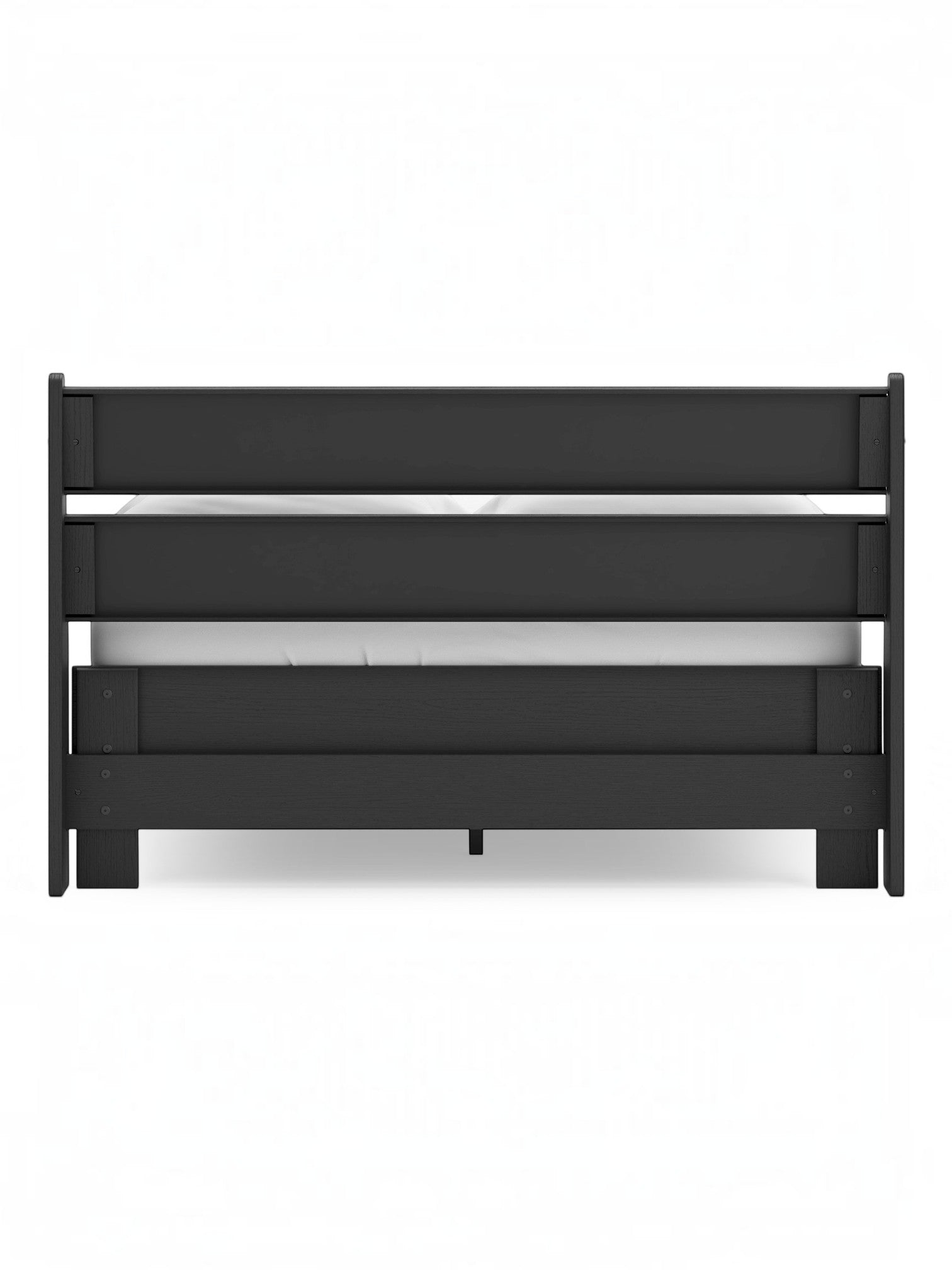 Lit double Solene noir en bois de TOCO Meubles, design contemporain épuré avec tête de lit à lattes horizontales.