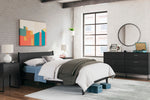 Lit double Solene noir en métal de TOCO Meubles, style contemporain avec tête et pied de lit incurvés.