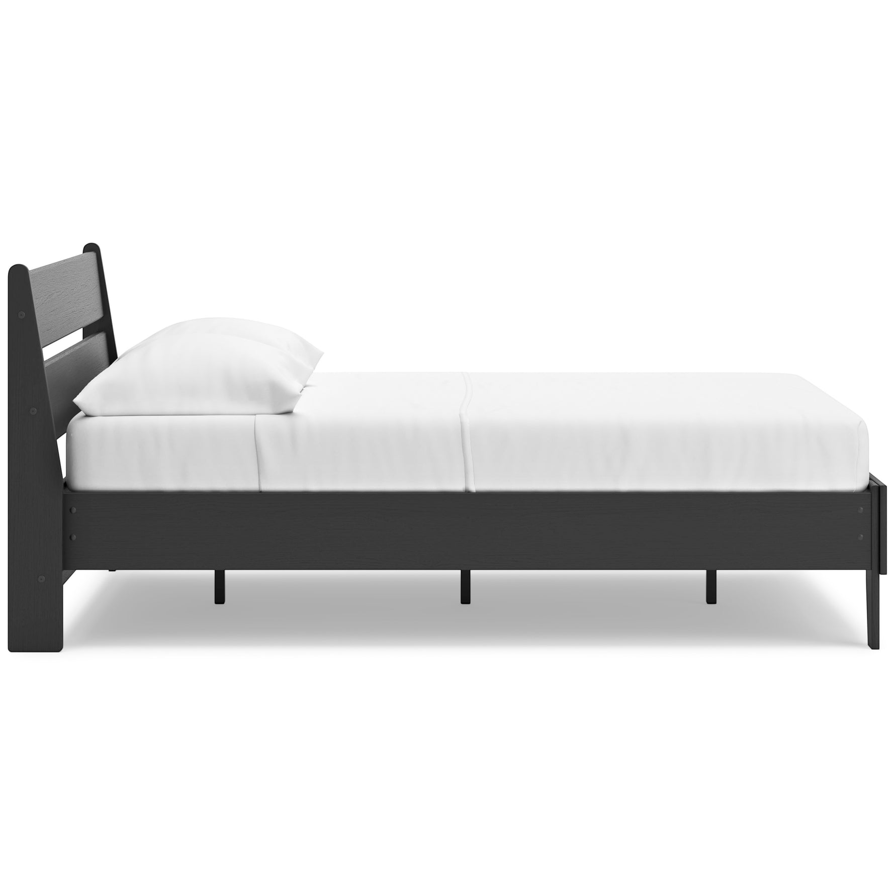 Lit double Solene noir en bois de TOCO Meubles, design contemporain épuré avec tête de lit inclinée.