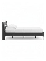 Lit double Solene noir en bois de TOCO Meubles, design contemporain épuré avec tête de lit inclinée.