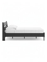 Lit double Solene noir en bois de TOCO Meubles, design contemporain épuré avec tête de lit inclinée.