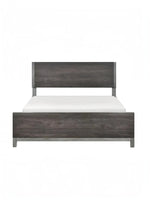Lit double Stella TOCO Meubles en imitation bois gris avec détails métalliques, design moderne et épuré.
