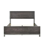 Lit double Stella TOCO Meubles gris imitation bois avec détails métal peint, design moderne et épuré.