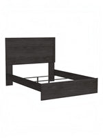TOCO Meubles Grand Lit Estelle anthracite chêne, tête de lit moderne avec moulure style planche, cadre de lit épuré.