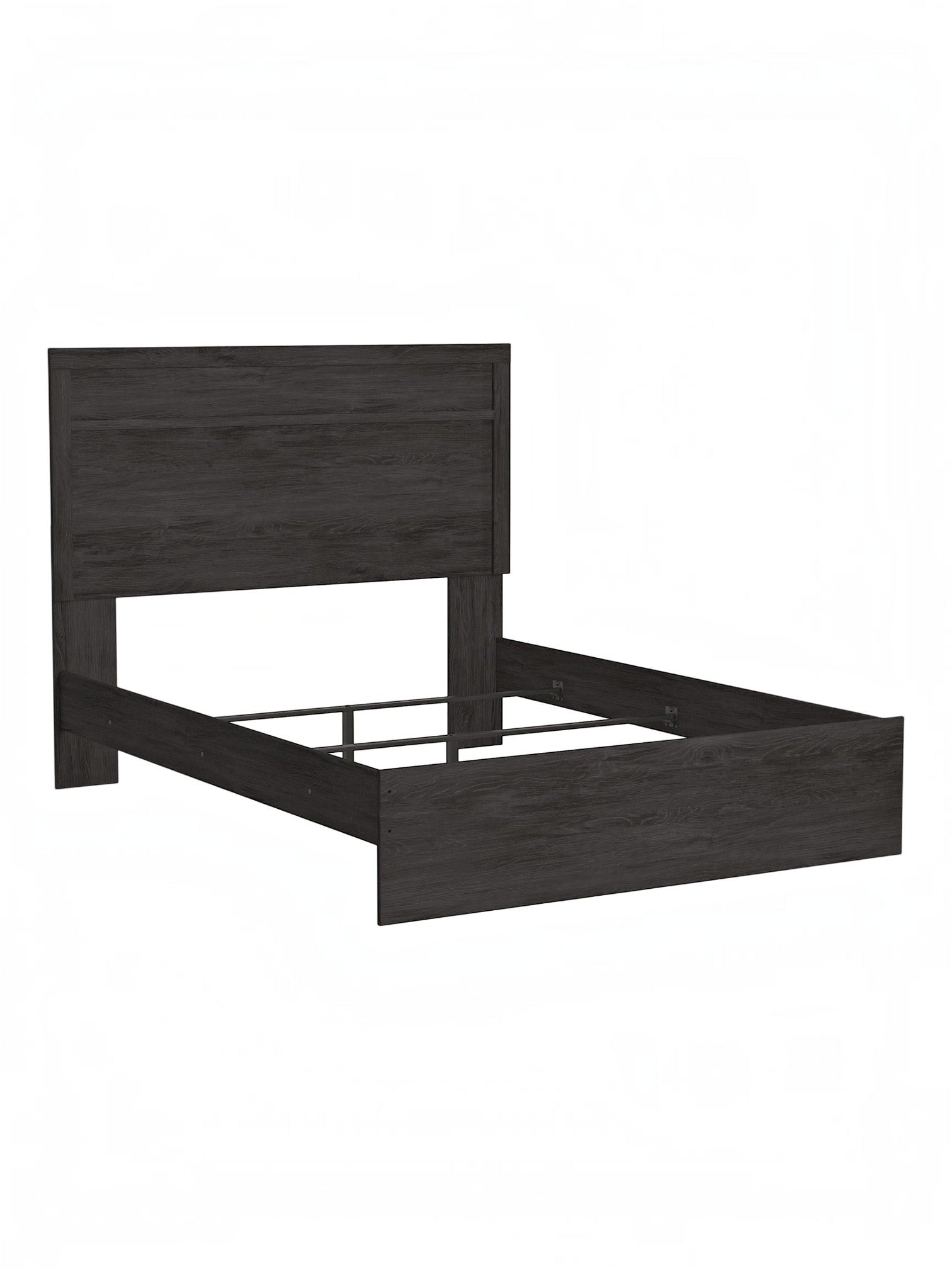 TOCO Meubles Grand Lit Estelle anthracite chêne, tête de lit moderne avec moulure style planche, cadre de lit épuré.