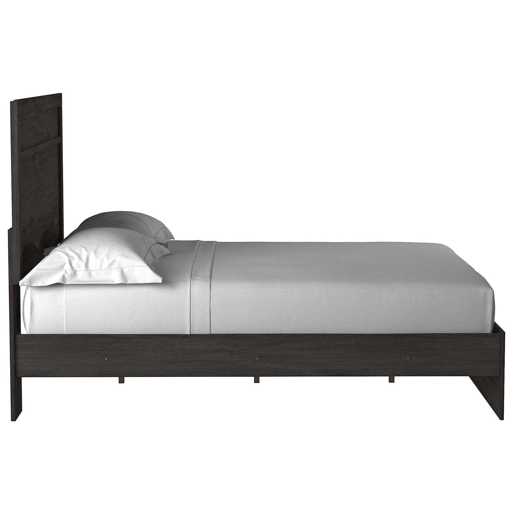 TOCO Meubles Grand Lit Estelle anthracite chêne moderne avec tête de lit moulurée