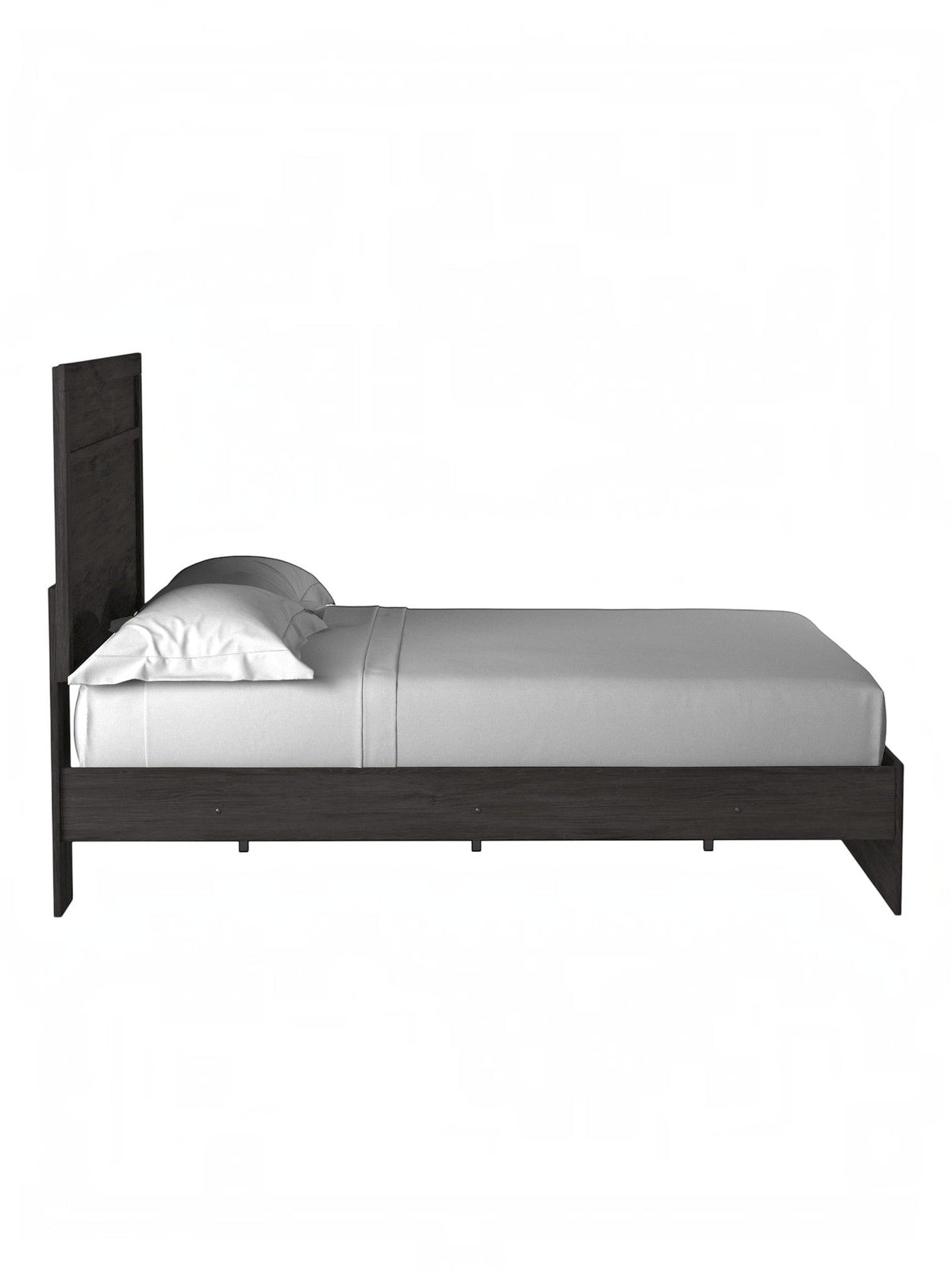 TOCO Meubles Grand Lit Estelle anthracite chêne moderne avec tête de lit moulurée