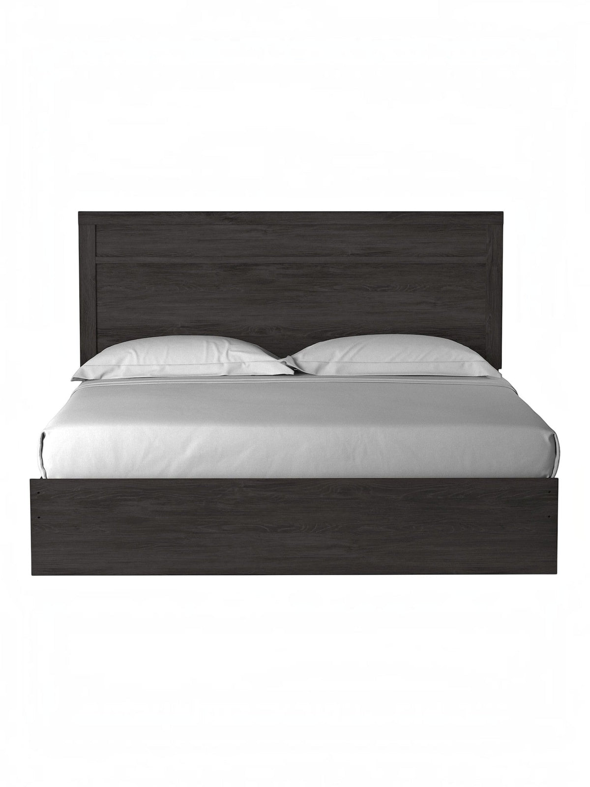 Très grand lit Estelle TOCO Meubles en bois anthracite avec tête de lit à moulure style planche contemporaine