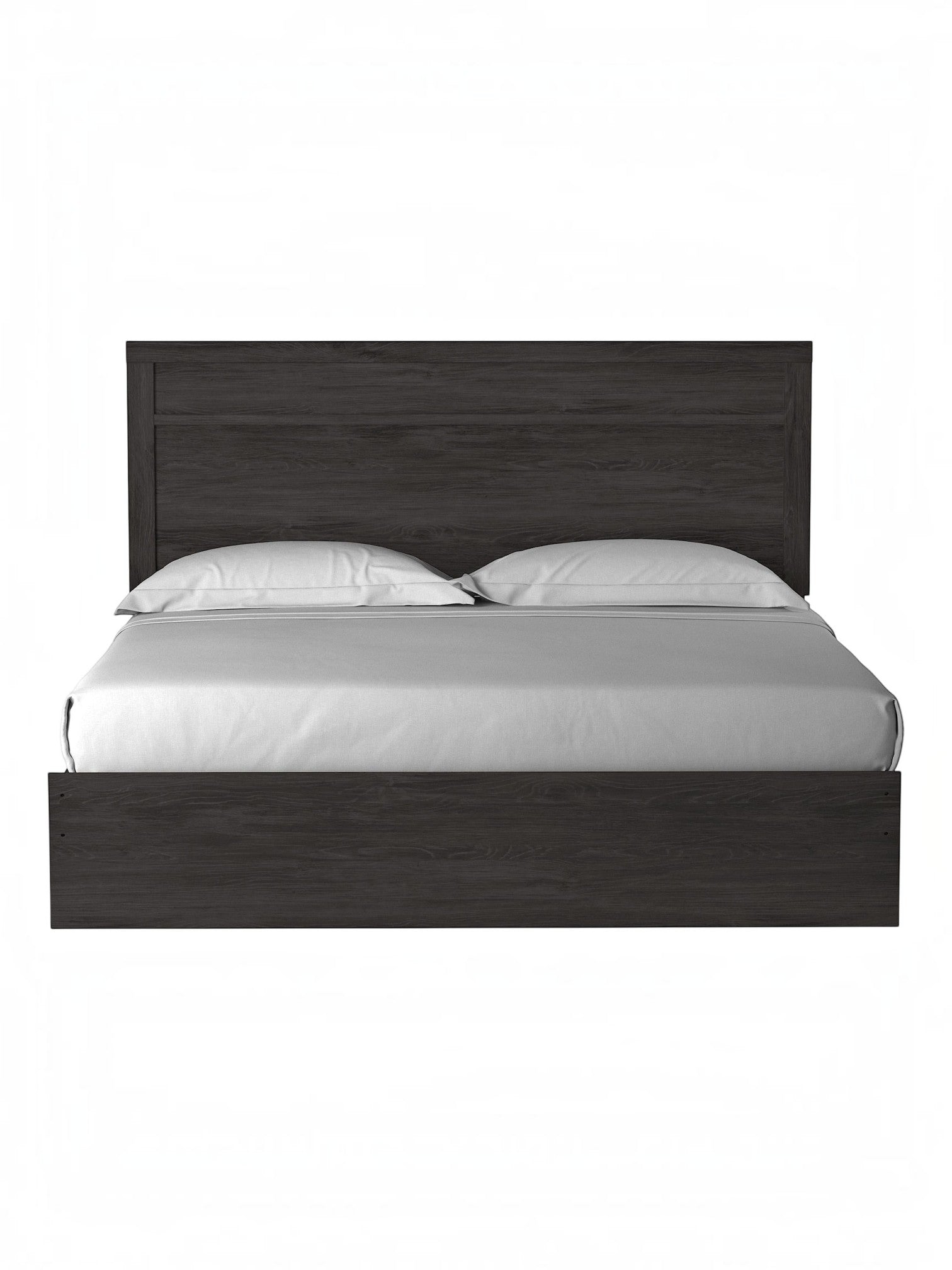 Très grand lit Estelle TOCO Meubles en bois anthracite avec tête de lit à moulure style planche contemporaine