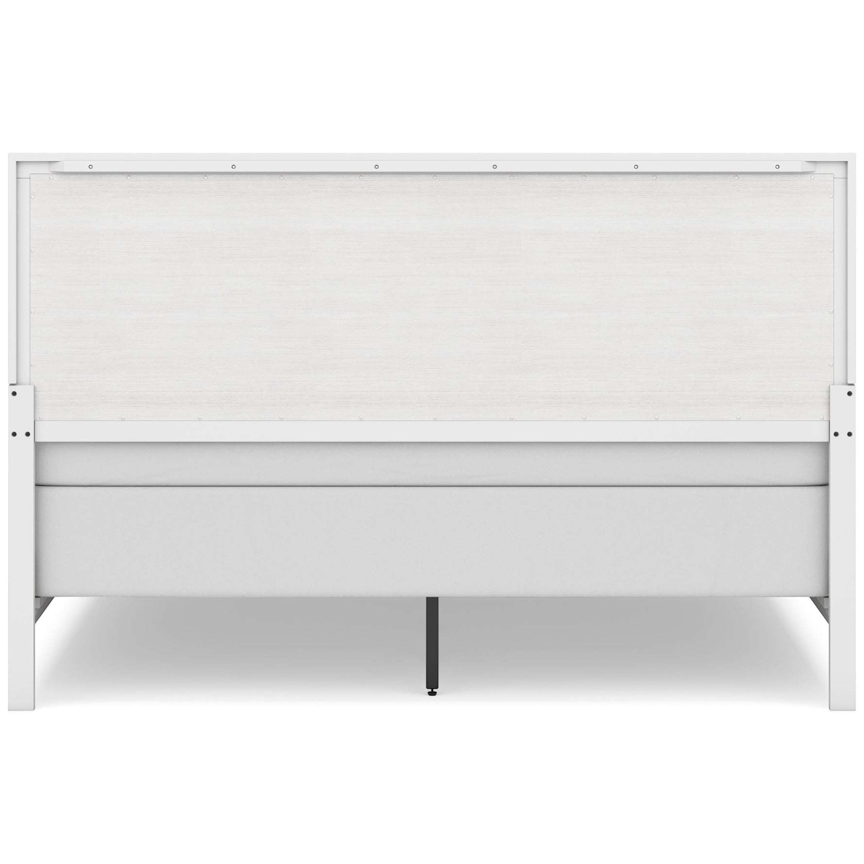 TOCO Meubles Lit Gisele blanc avec tête de lit en bois clair et détails planches, style contemporain.
