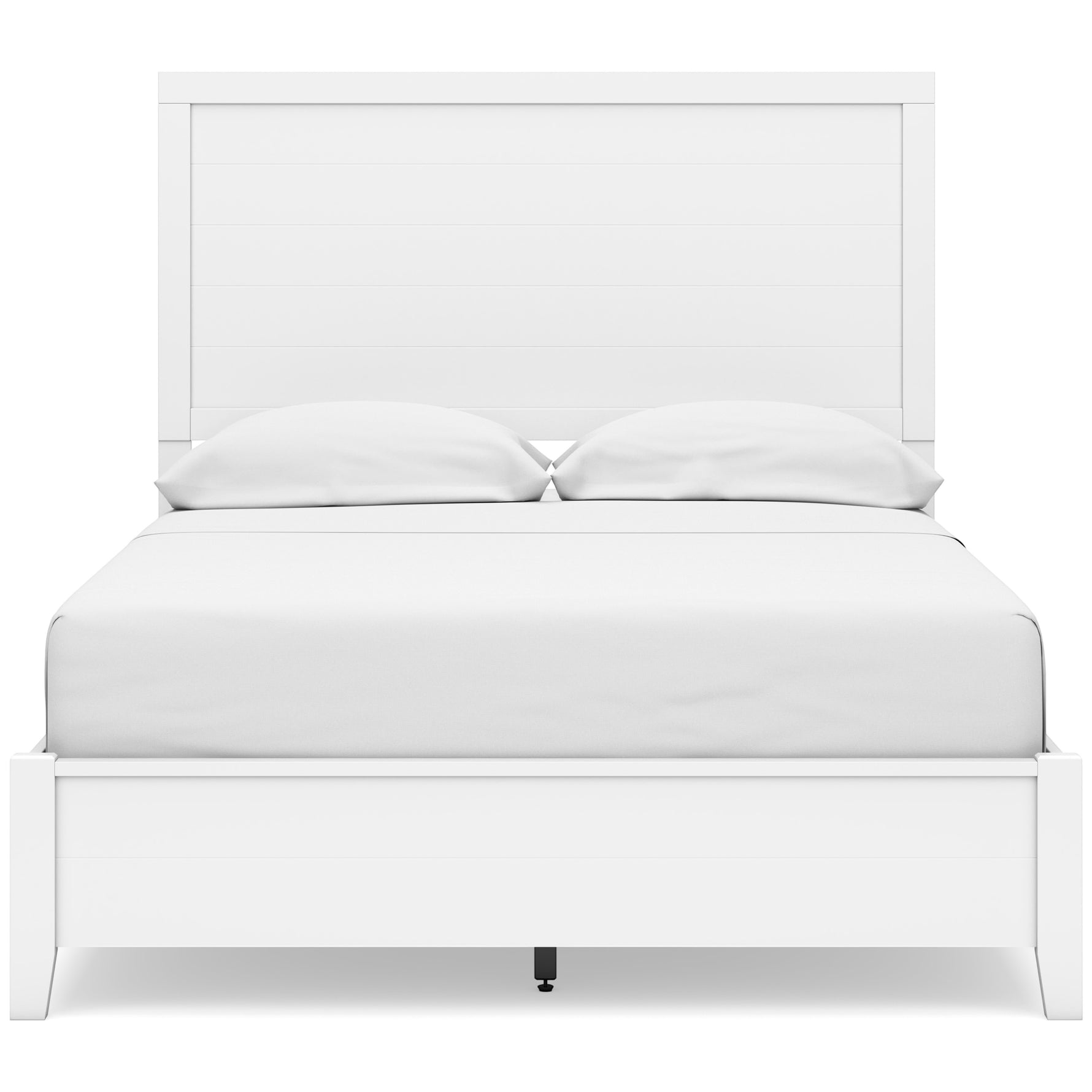 Lit double Gisele blanc TOCO Meubles avec tête de lit à lattes et finition épurée, style contemporain.