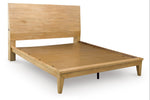 Lit Carmen en bois clair avec tête de lit inclinable et ports USB intégrés par TOCO Meubles.