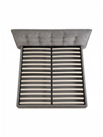 Grand lit TOCO Meubles Guilia en tissu bouclé gris avec tête de lit capitonnée et sommier à lattes intégré