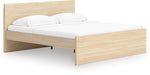 TOCO Meubles Lit plateforme Hazel en bois clair, design minimaliste, 2 oreillers blancs sur le matelas.