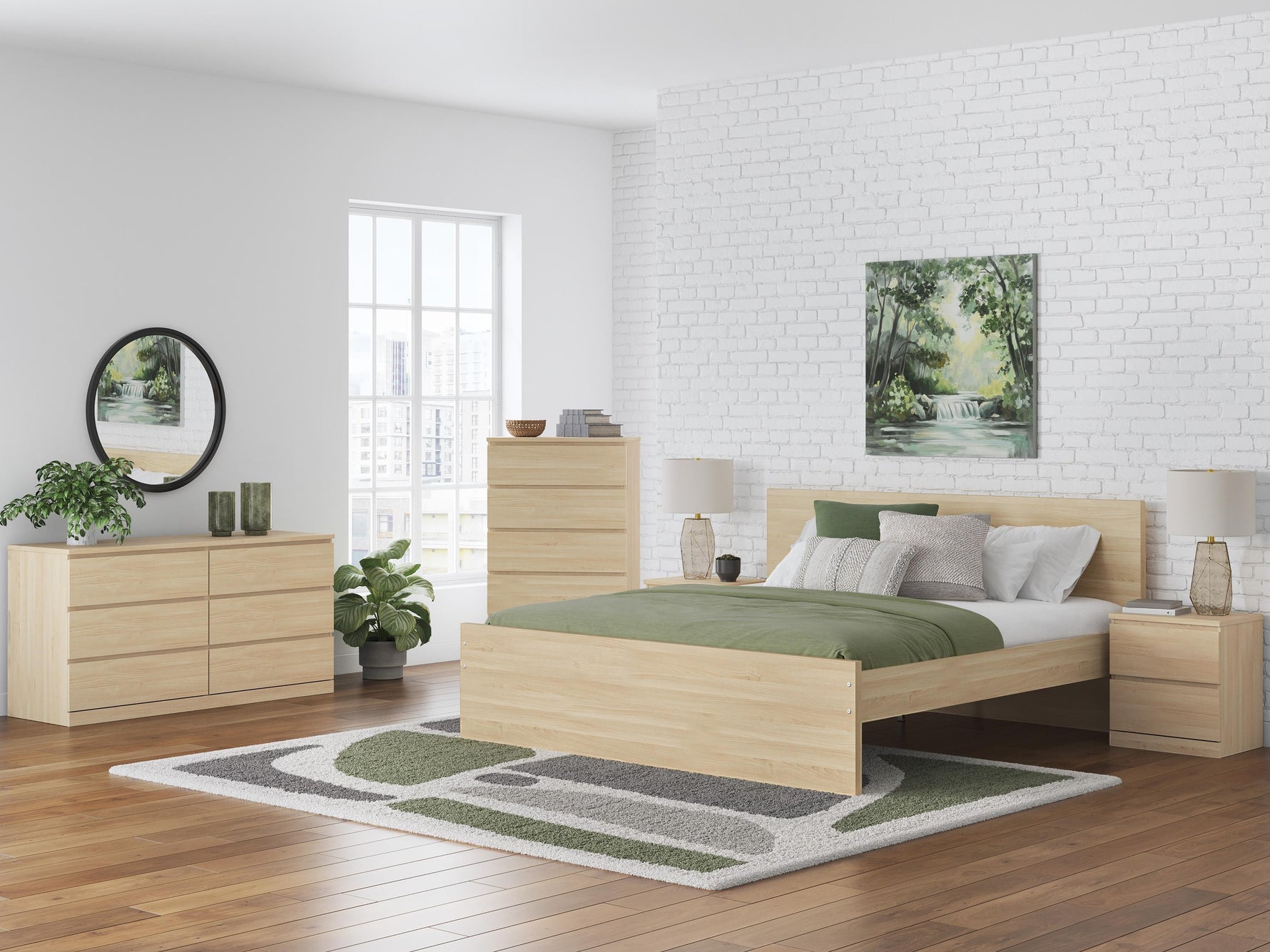 TOCO Meubles Lit Hazel en bois clair, design plateforme minimaliste, finition naturelle, 160x200 cm