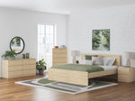 Lit plateforme Grand Lit Hazel en bois naturel par TOCO Meubles, design minimaliste, chambre moderne.