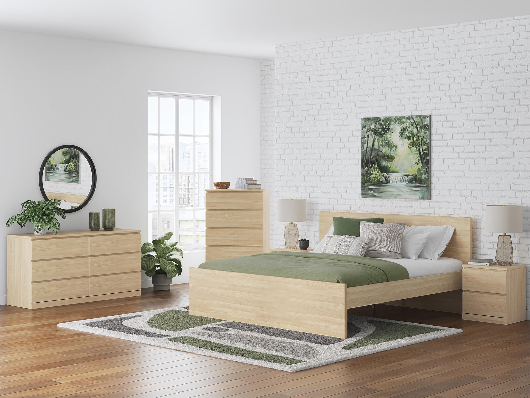 Lit plateforme Grand Lit Hazel en bois naturel par TOCO Meubles, design minimaliste, chambre moderne.