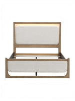 Lit très grand format TOCO Meubles en bois de hickory brun clair avec tête de lit rembourrée et éclairage DEL intégré