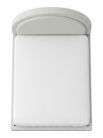 Très grand lit Ivy TOCO Meubles avec tête de lit arrondie en tissu bouclé crème, vue de dessus sur fond blanc