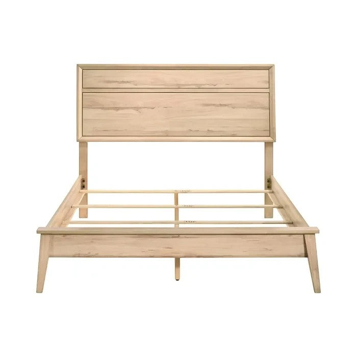 TOCO Meubles Grand Lit Joaquin en mélamine finition bois clair, style Mid-Century Modern, 160x200cm