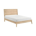 Grand lit Joaquin TOCO Meubles en bois clair style Mid-Century Modern avec tête de lit à lattes