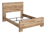TOCO Meubles Grand Lit Lola en bois finition rustique dorée, design épuré, style naturel et apaisant.
