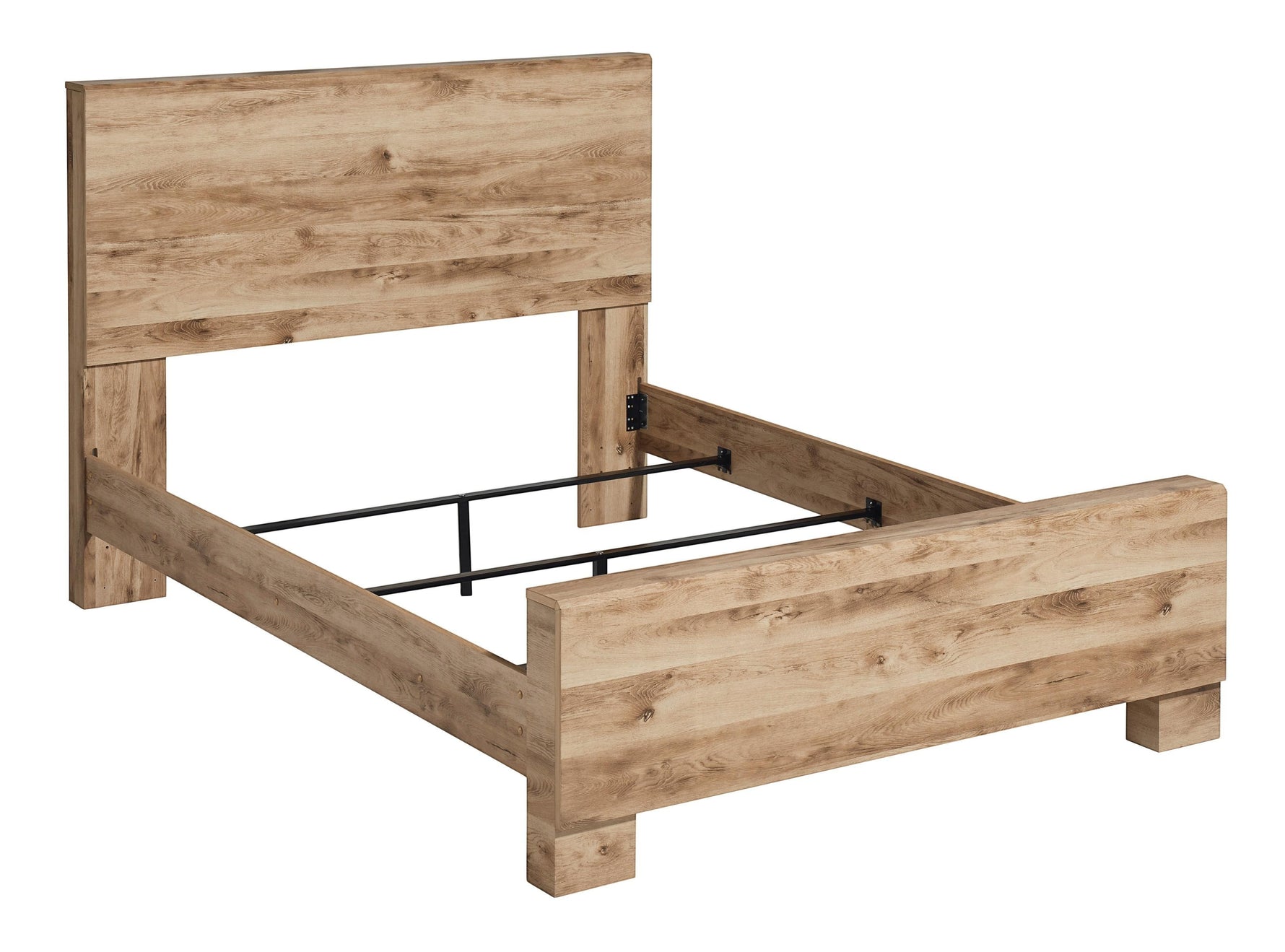 TOCO Meubles Grand Lit Lola en bois finition rustique dorée, design épuré, style naturel et apaisant.