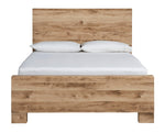 TOCO Meubles Grand Lit Lola en bois finition rustique dorée, style moderne et épuré.