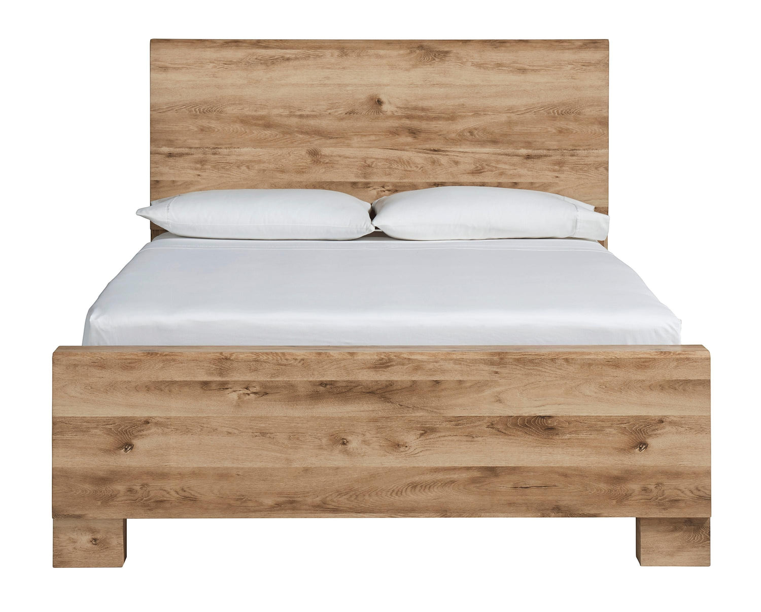 TOCO Meubles Grand Lit Lola en bois finition rustique dorée, style moderne et épuré.