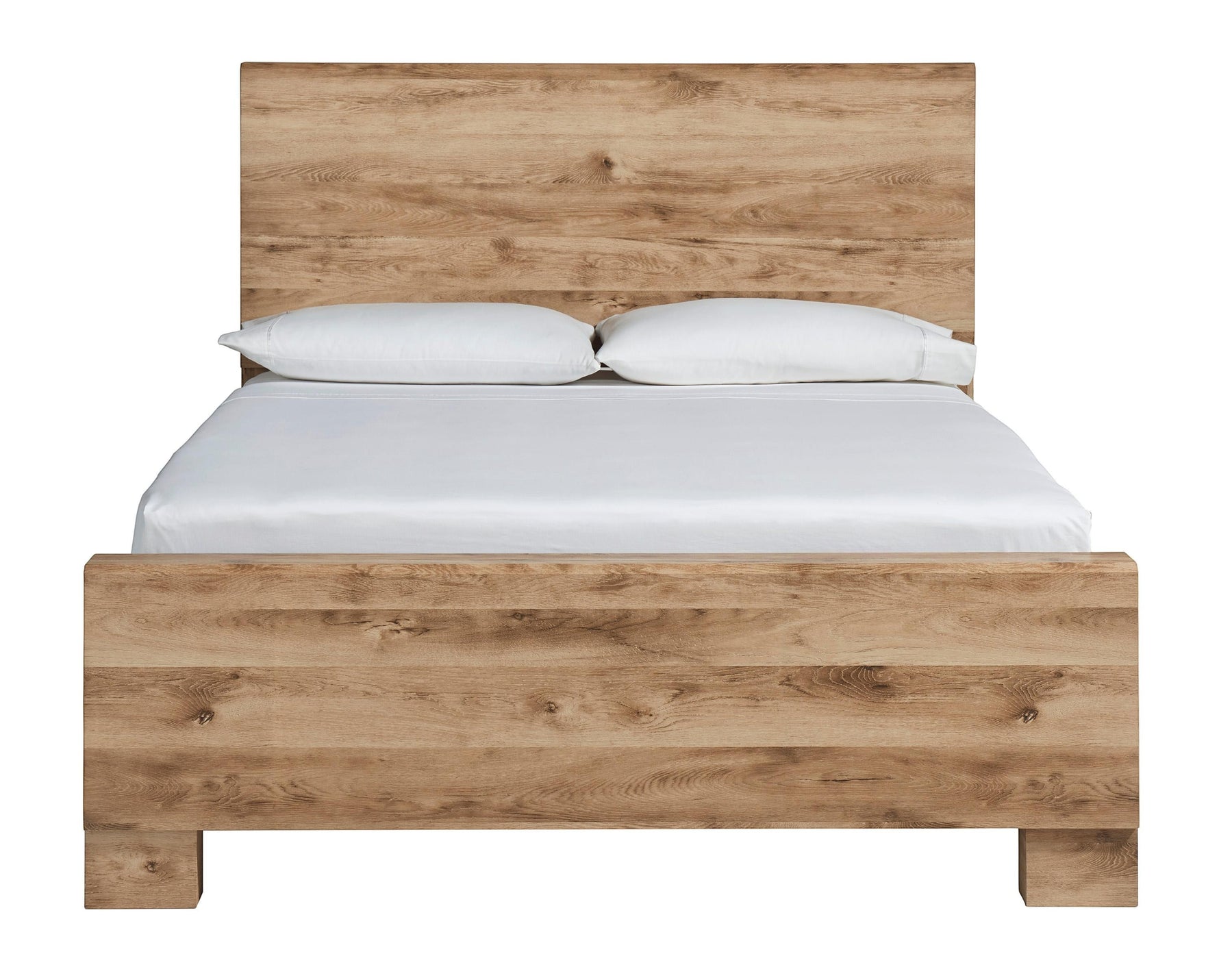 TOCO Meubles Grand Lit Lola en bois finition rustique dorée, style moderne et épuré.