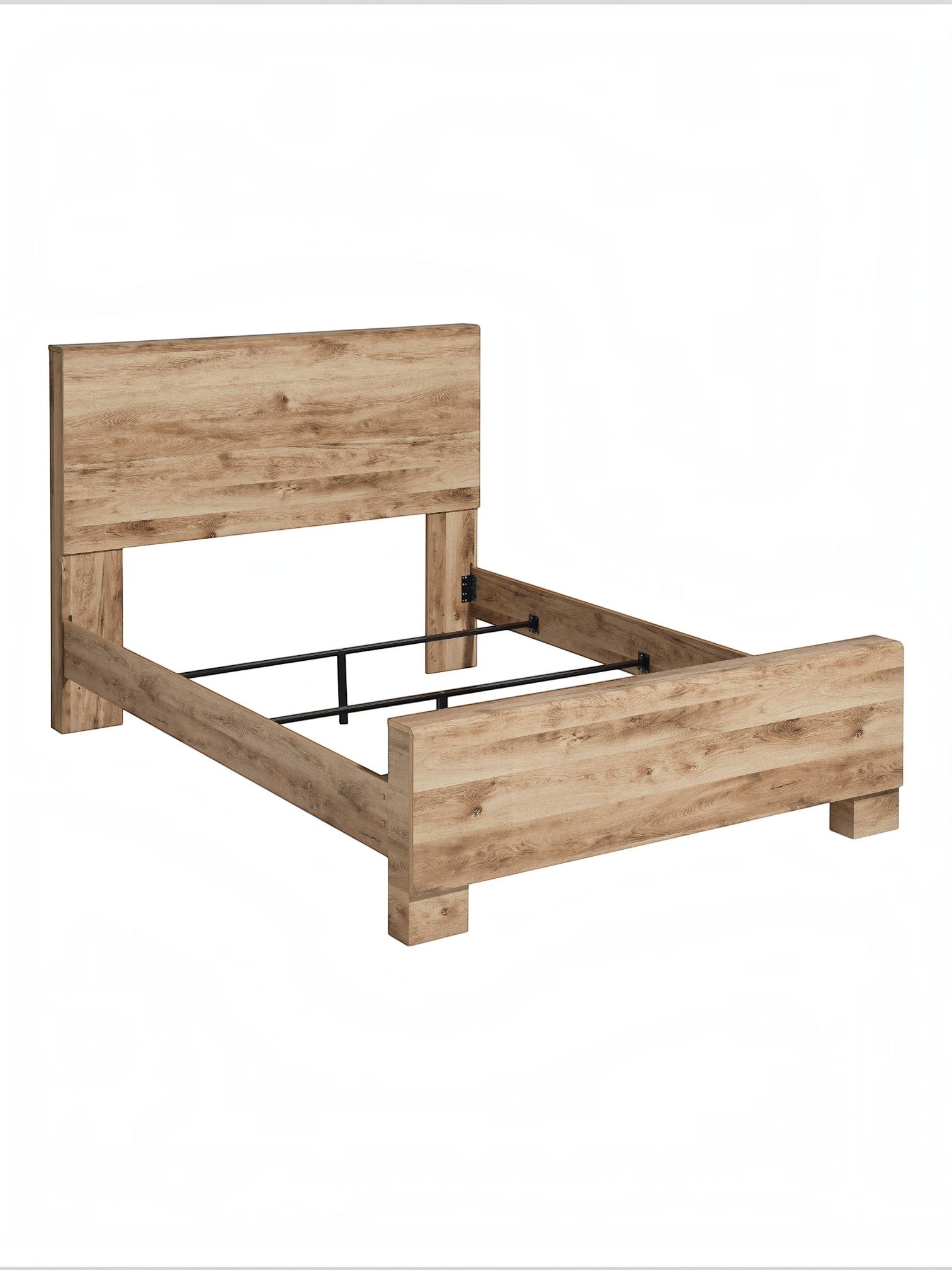 Grand lit Lola TOCO Meubles en bois finition rustique dorée avec tête de lit épurée et cadre robuste