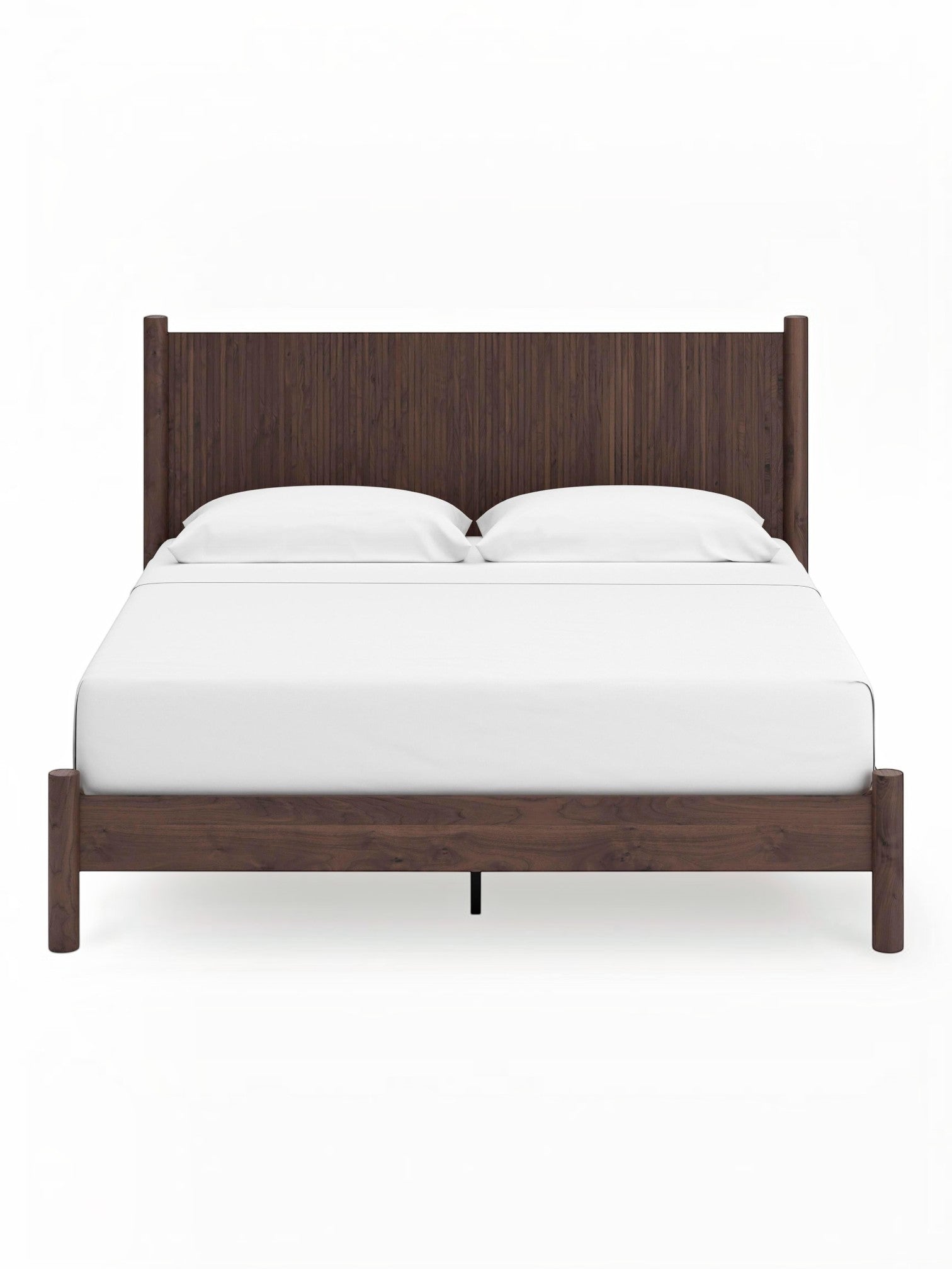 Très grand lit Maya TOCO Meubles en bois brun foncé avec tête de lit au design rétro et élégant