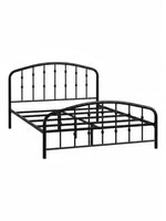 Lit double Nina TOCO Meubles en acier noir au design contemporain avec tête de lit incurvée et structure robuste