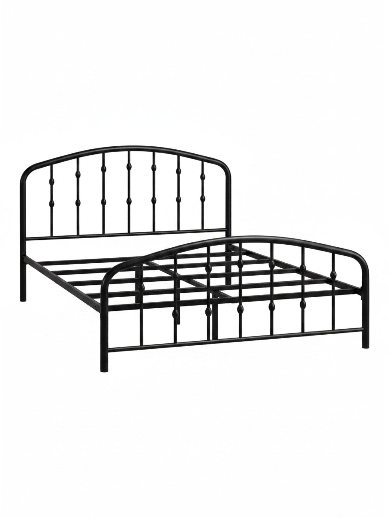 Lit double Nina TOCO Meubles en acier noir au design contemporain avec tête de lit incurvée et structure robuste