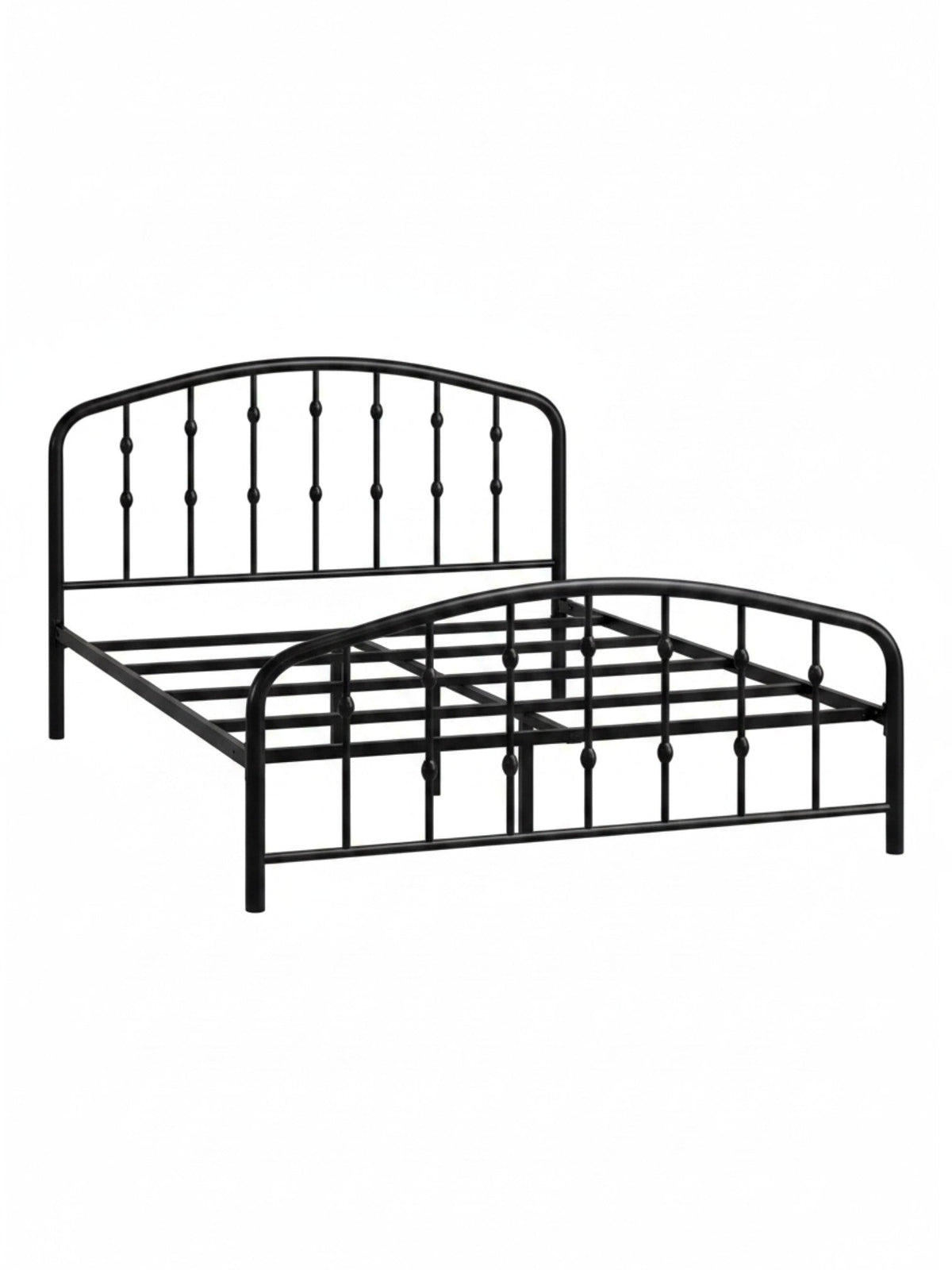 Lit double Nina TOCO Meubles en acier noir au design contemporain avec tête de lit incurvée et structure robuste