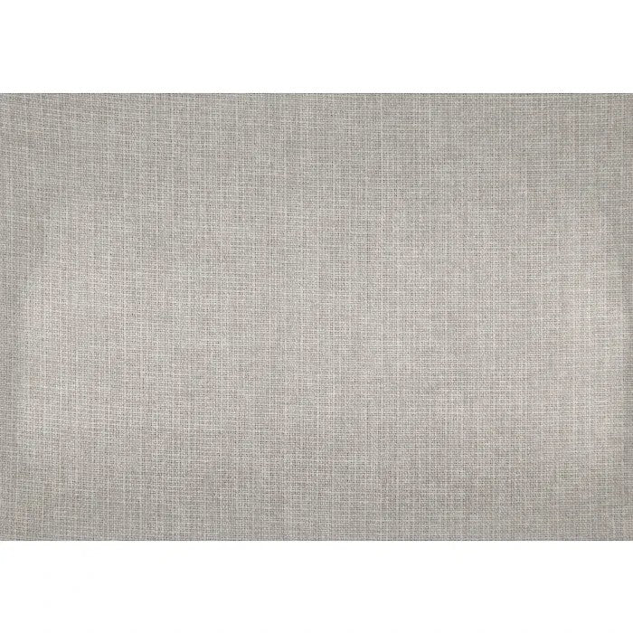 Lit plateforme Noria TOCO Meubles en tissu gris clair avec tête de lit capitonnée amovible.