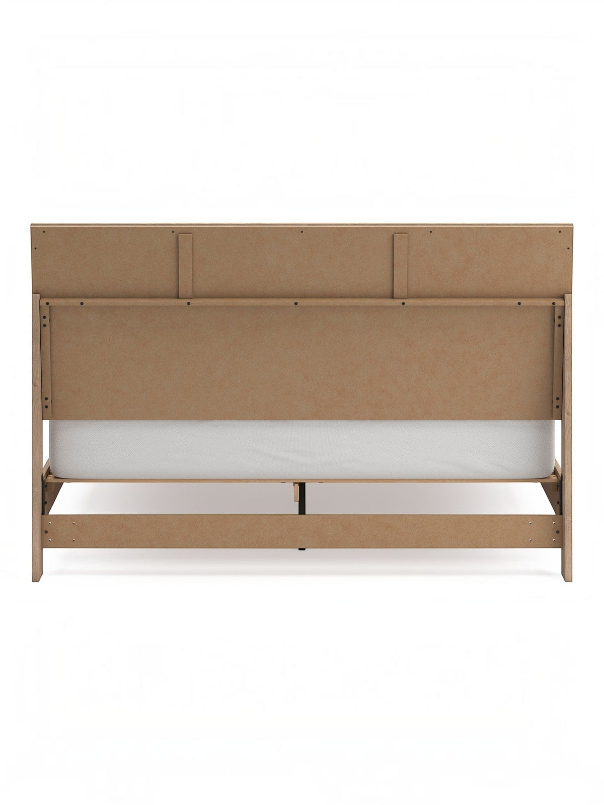 Vue arrière du très grand lit Olive TOCO Meubles avec structure en bois clair et finition effet chêne