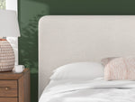TOCO Meubles Lit Paloma grand format, tête de lit capitonnée en tissu texturé crème, style moderne.