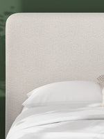 TOCO Meubles Lit Paloma grand format, tête de lit capitonnée en tissu texturé crème, style moderne.