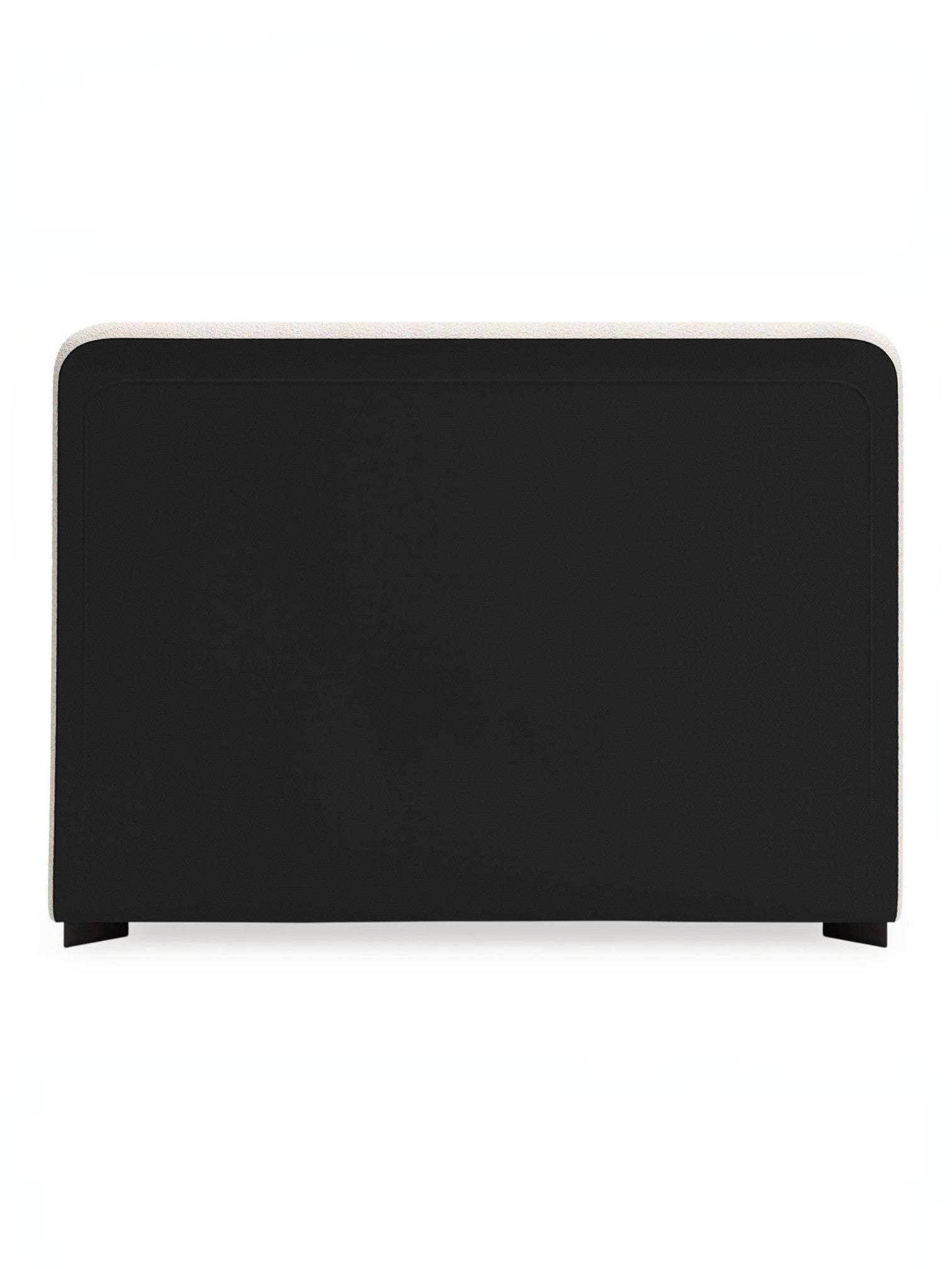 Grand lit Paloma TOCO Meubles en tissu gris et noir, tête de lit ailée rembourrée, design moderne et accueillant.