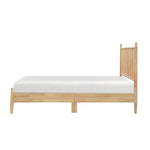 TOCO Meubles Lit Paolo en bois naturel, style Mid-Century, avec tête de lit à lattes verticales et profil bas.
