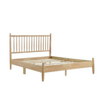 TOCO Meubles Grand Lit Paolo en bois naturel, tête de lit à lattes verticales, style Mid-Century Modern