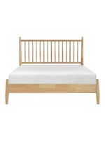 Lit plateforme Paolo TOCO Meubles en bois naturel avec tête de lit à lattes verticales style Mid-Century Modern