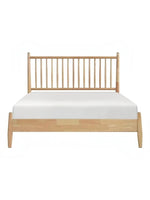 Lit plateforme Paolo TOCO Meubles en bois naturel avec tête de lit à lattes verticales style Mid-Century Modern